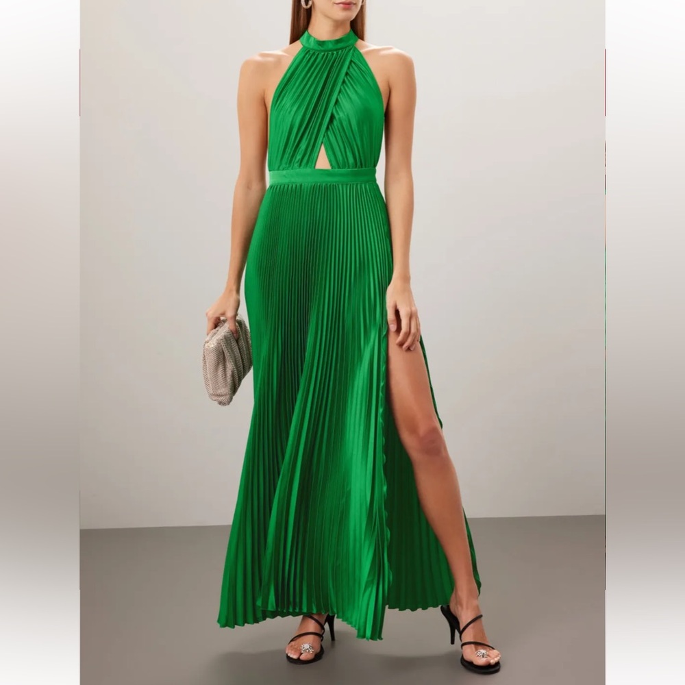 Elegant Green Halter Midi Dress